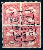 LUGOS 10f Négyestömb, Szép Gyűjtő Bélyegzés - Used Stamps