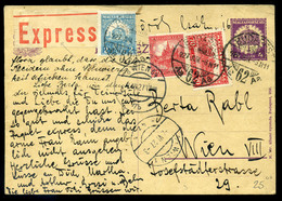 BUDAPEST 1927. Expressz Kiegészített Díjjegyes Levlap Bécsbe - Lettres & Documents