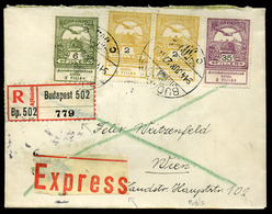 BUDAPEST 1914. Expressz-ajánlott Levél Árvíz Bélyegekkel Bécsbe Küldve - Used Stamps