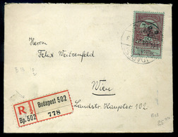 BUDAPEST 1914. Ajánlott Levél Árvíz 50f Bécsbe Küldve - Used Stamps