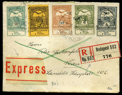 BUDAPEST 1914. Ajánlott-expressz Levél Árvíz Bélyegekkel Bécsbe Küldve - Used Stamps