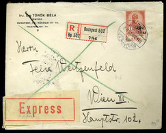 BUDAPEST 1914. Ajánlott-expressz Levél Árvíz 1K Bécsbe Küldve - Used Stamps