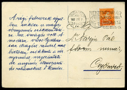 BUDAPEST 1933. Képeslap Céglyukasztásos Bélyeggel - Covers & Documents