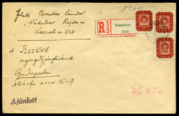 NÁDUDVAR 1946. Ajánlott Infla Levél Budapestre / Dom 20g Registered Cover I2x500+200 MilP Nadudvar To Budapest 10 June 1 - Brieven En Documenten