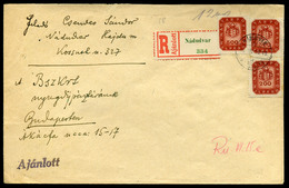 NÁDUDVAR 1946. Ajánlott Infla Levél Budapestre / Dom 20g Registered Cover I2x500+200 MilP Nadudvar To Budapest 10 June 1 - Briefe U. Dokumente