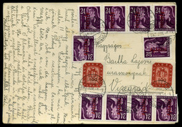 KISBÁRAPÁTI 1946. Infla Levlap Visegrádra Küldve /period18 Domestic Postcard 12 Stamps Kisbarapati To Visegrad - Covers & Documents