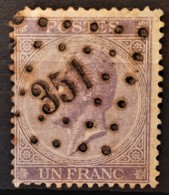 BELGIUM 1867 - Canceled - Sc# 22 - 1F - 1865-1866 Profilo Sinistro