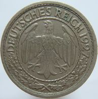 LaZooRo: Germany 50 Pfennig 1927 J XF - 50 Renten- & 50 Reichspfennig