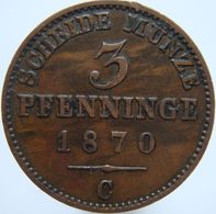 LaZooRo: Germany PRUSSIA 3 Pfenninge 1870 C XF / UNC - Groschen & Andere Kleinmünzen