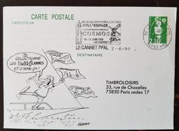 FRANCE. Cosmos Espace, Flamme Illustrée Sur Entier Postal PHIL'ESPACE. 5 Eme Exposition COSMOS Le Cannet 2/6/1990 - Europe