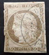 INDE FRANÇAISE Précurseur CERES Des Colonies Générales No 20,'30 C Brun Obl Cachet à Date BLEU De PONDICHERY,peu Courant - Oblitérés