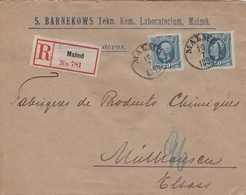 Suède Lettre Recommandée Pour L'Alsace 1899 - 1885-1911 Oscar II