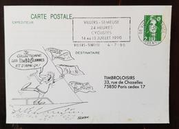 FRANCE. Cyclisme, Flamme Temporaire Illustrée Sur Entier Postal 24 Heures Cyclistes 14-15 Juillet Villers-Semeuse 4/7/90 - Cyclisme