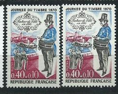 [31] Variété :  N° 1622 Journée Du Timbre 1970 Rouge Au Lieu De Rouge Foncé + Normal  ** - Neufs