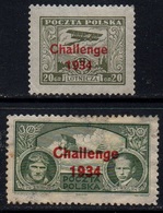 POLOGNE - POLSKA / 1934 POSTE AERIENNE # 9 A Et 9 B * / COTE 42.00 EUROS (ref 2453c) - Unused Stamps