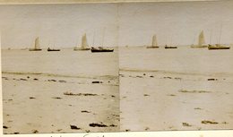 QUIBERON *** LES REGATES A PORT HALIGUEN  EN 1903 *** VUE STEROSCOPIQUE *** - Quiberon