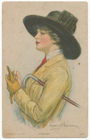 Aurora - Woman With Hat And Stick, Clarence Underwood Artist-signed Postcard - Underwood, Clarence F.