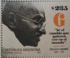 O) 2019 ARGENTINA, MAHATMA GANDHI - MOHANDAS KARAMCHAD, 1869  PROBANDAR -BRITISH INDIA, NON VIOLENT DISOBEDIENCE - MOVEM - Unused Stamps