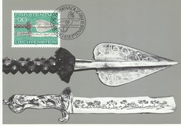 LIECHTENSTEIN, TARJETA POSTAL TEMA  ARMAS  AÑO  1980 - Cartas & Documentos