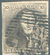 N°1 - Epaulette 10 Centimes Brune, TB Margé, Obl. P.68 LE FAYT. - 15118 - 1849 Hombreras