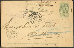 E.P. Carte 5 Centimes Vert, Obl. Sc LIEGE Du 7 Décembre 1900 Vers ANTHISNES (biffé) Et Suivi SPRIMONT + Inconnu à Anthis - Cartes Postales 1871-1909