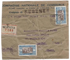 Senegal Lettre Recommandée Kebemer 1928 Entête Commercial - Covers & Documents