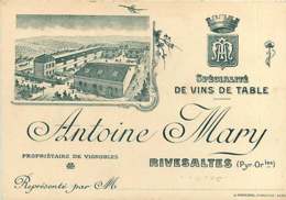040220B - Carte De Visite - 66 RIVESALTES Antoine MARY Propriétaire Vignoble Spécialité Vin De Table - Illustré Domaine - Rivesaltes