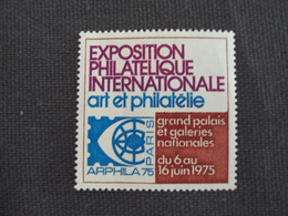 FRANCE - Erinnophilie, " Salon Expo. Internat. 6 Au 16 Juin 1975- Bleu"  -  ++ Net    0.50     Photo    4 - Esposizioni Filateliche