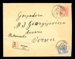 Serbia - Envelope With Imprinted Stamp Additionally Franked And Sent From Izbište To Vršac 06.03. 1913. - Serbie