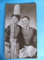 1950 Bonne Année Format "mignonnette" Carte-photo Enfants Coiffe Costumes Bigouden Ed REMA Quimper - New Year