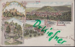 LITHOGRAPHIE: Gruss Aus LANDSTUHL, Pfalz, Um 1900, Ortsansicht, Burg Sickingen, Denkmal Mit Schlosshof, Waisenhaus - Landstuhl