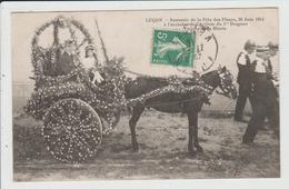 LUCON - VENDEE - FETE DES FLEURS - 28 JUIN 1914 - ARRIVEE 1er DRAGONS - VOITURETTE DE BLEUETS - Lucon