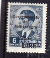 MONTENEGRO 1942 GOVERNATORATO BLACK OVERPRINTED SOPRASTAMPA NERA VALORE IN LIRE 6d MNH FIRMATO SIGNED - Montenegro