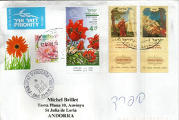 Spring Flowers Israel, Letter Sent To Andorra, With Arrival Postmark 2020 - Storia Postale