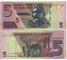 ZIMBABWE.  Newly Issued 5 Dollars. New Design 2019   UNC. - Simbabwe