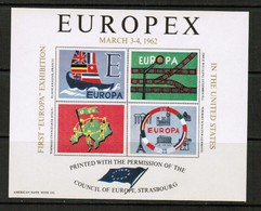 U.S.A.  Scott # UNLISTED** VF MINT NH EUROPEX '62 Souvenir Sheet (SS-538) - Cartoline Ricordo
