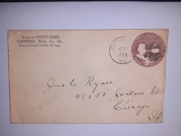 USA  /  Entier  Postal  2 Cents Mauve  /  Cachet  COUNTY CLUB à CAMBRIDGE ILLINOIS( 1893 ) - ...-1900