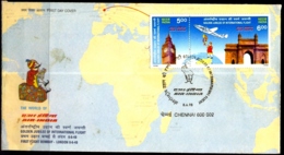AIR INDIA- GOLDEN JUBILEE- SETENANT PAIR ON FDC-INDIA-1998-EFO-BX2-4 - Plaatfouten En Curiosa