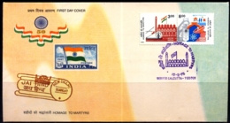 HOMAGE TO MARTYRS- SETENANT PAIR ON FDC-INDIA-1998-EFO-BX2-4 - Errors, Freaks & Oddities (EFO)