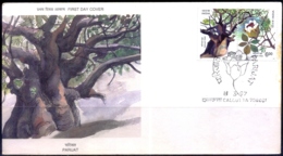 PARIJAT FLOWERS-SETENANT PAIR ON FDC-INDIA-1997-EFO-BX2-4 - Variétés Et Curiosités