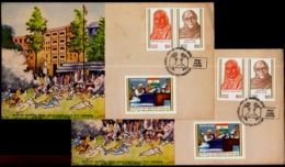 STURGGLE FOR FREEDOM-COMBINATION FDC-SETENANT PAIR ON FDC-INDIA-1983-EFO-SET OF 3 FDCs-BX2-4 - Errors, Freaks & Oddities (EFO)