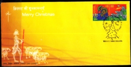 MERRY CHRISTMAS- SETENANT PAIR ON FDC-2X FDCs-INDIA-2008-EFO-BX2-4 - Plaatfouten En Curiosa