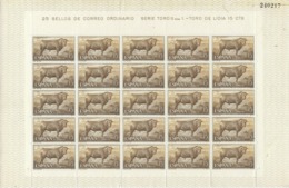 TOROS DE LIDIA TAUREAUX FEUILLE 25 TIMBRES POSTES SELLOS ESPANA ESPAGNE CORRIDA TAUROMACHIE 15cts - Variétés & Curiosités