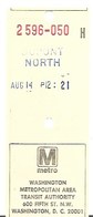 Tickets De Transports -Etats Unis- Washington- Metro - Mondo