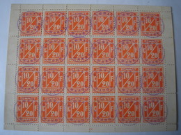 MAROC - Postes Locales - DEMNAT à MARRAKECH - Feuille Sans Gomme De 24 TP Oblitération Cachet Violet De DEMNAT - Postes Locales & Chérifiennes