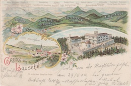 Panorama Litho AK Lausche Luz Berggasthaus Gasthof Baude Turm A Waltersdorf Jonsdorf Oybin Zittau Jägerdörfel Myslivny - Grossschönau (Sachsen)