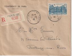 Oblitération Conférence De Paris (29/07/1946 Au 15/10/1946) Recommandé Paris 126 11-10-1946 - 1921-1960: Periodo Moderno