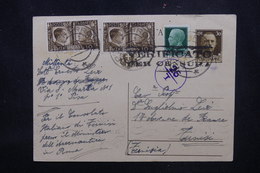 ITALIE - Entier Postal + Compléments Pour La Tunisie En 1941 Avec Contrôle Postal, Affranchissement Plaisant - L 52229 - Stamped Stationery