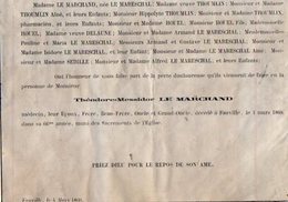 VP16.814 - FAUVILLE 1860 - Faire - Part De Décès De Mr Théodore - Messidor LE MARCHAND - Décès