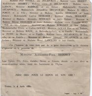 VP16.818 - YVETOT 1880 - Faire - Part De Décès De Mr Alexandre - Paul  HERBET - Obituary Notices